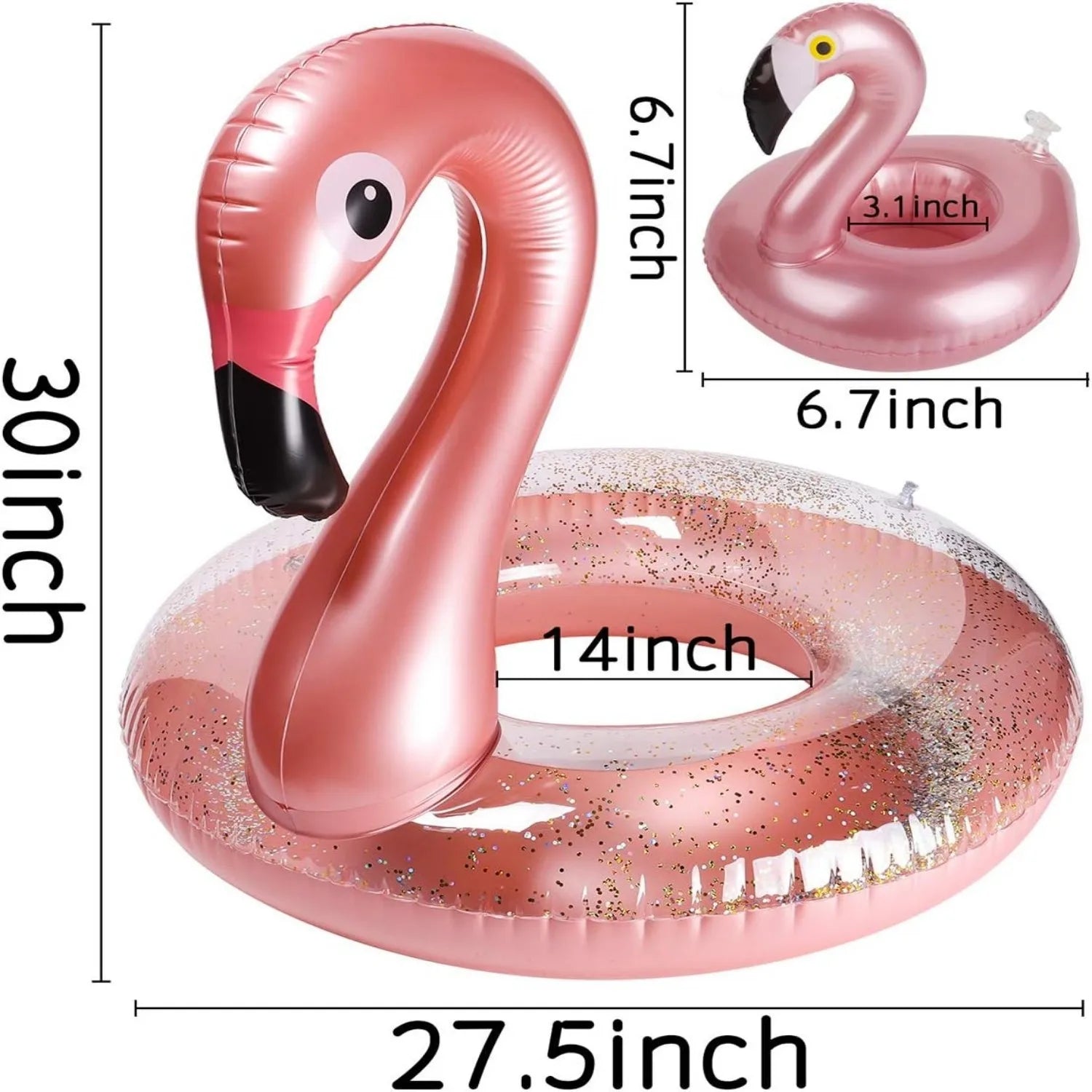1Pc Unicorn Shape Inflatable Pool Float with Glitters Inflation Swimming Ring for Outdoor Water Inflatable Lounge Raft Tube