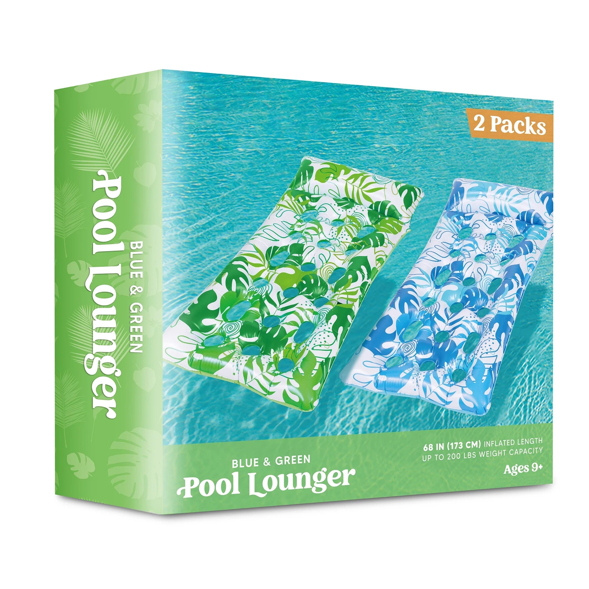 Inflatable Pool Float Lounger Adults, 2 Packs XL Pool Floaties Sun Tanning Bed Float with Headrest for Adults, Floating Mat Pool Lounge Raft Floaty for Lake Beach Swimming Pool Party Water Fun