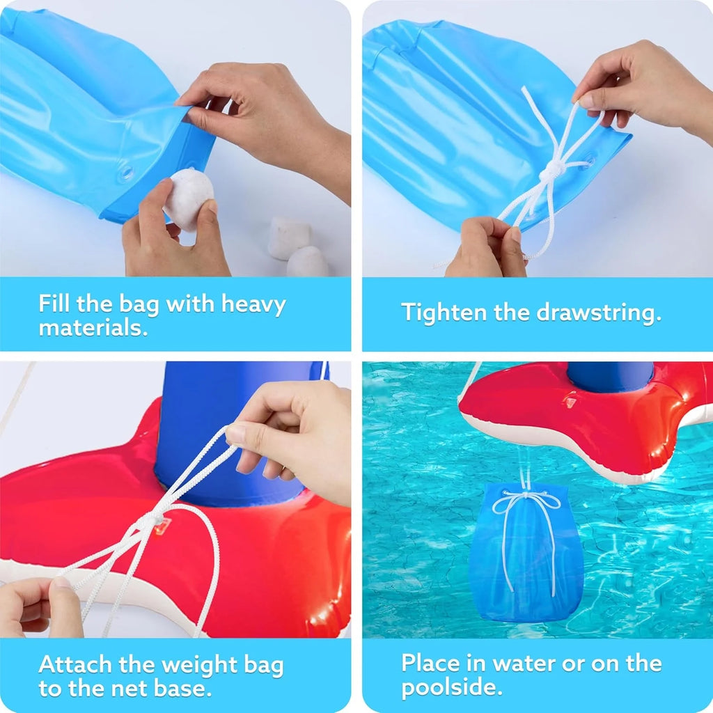 Pool Toys with Pool Volleyball & Pool Basketball Hoop, Summer Pool Game for Kids and Pool Floats Adults - Red