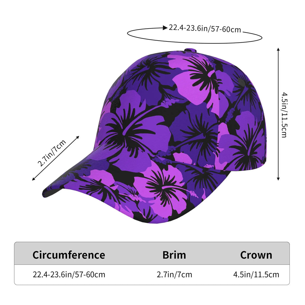 Hibiscus Hawaii Summer Baseball Cap Print Men Women Teens Fashinable Adjustable Hat for Sports Travel Camping One Size