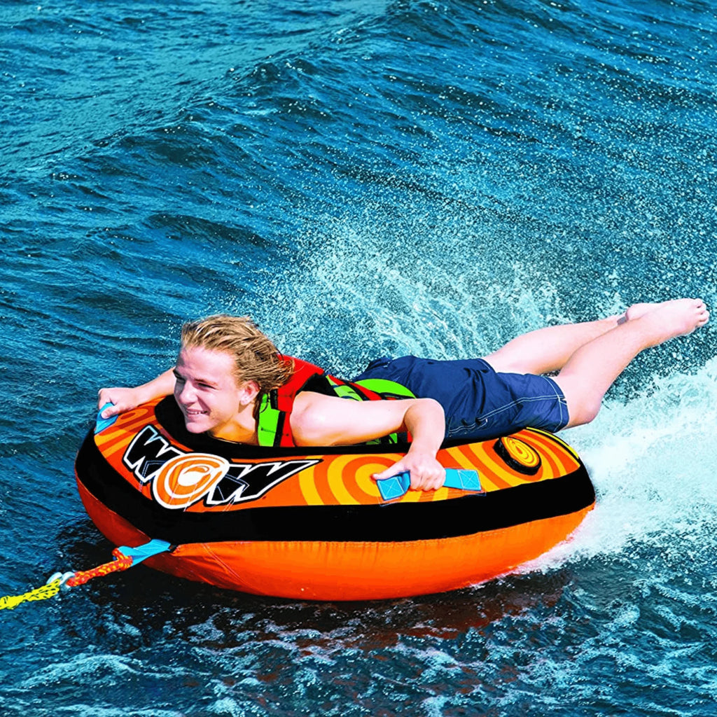 WOW Watersports Lil' Skipper 1 Person Towable W Fast Inflate and Built-In Cup Holder