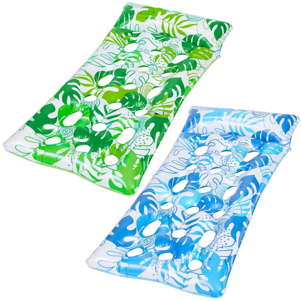 Inflatable Pool Float Lounger Adults, 2 Packs XL Pool Floaties Sun Tanning Bed Float with Headrest for Adults, Floating Mat Pool Lounge Raft Floaty for Lake Beach Swimming Pool Party Water Fun